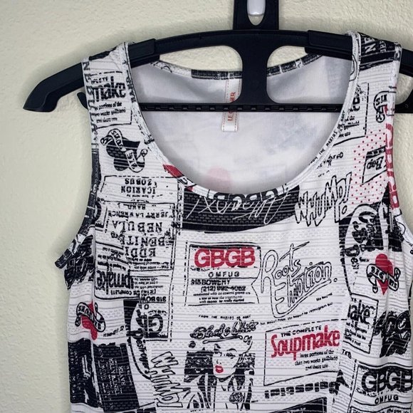Le Grenier Women's Dress Size M Sleeveless Tiered Graphic Print Black & White - Picture 3 of 8